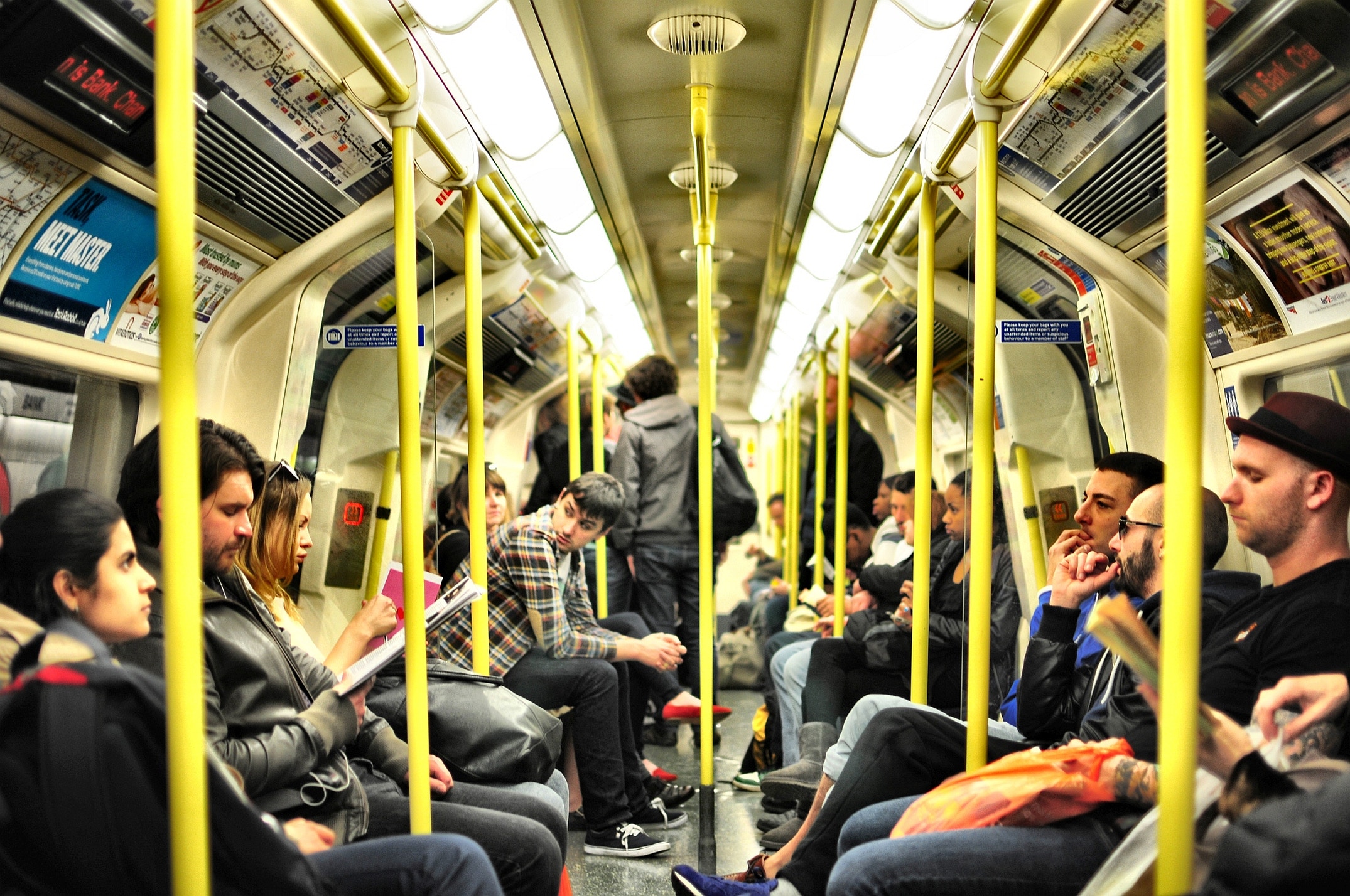 commuters on a London tube